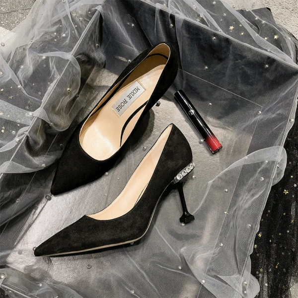 Charming Silver Evening Party Sequins Pumps 2021 Leather 8 cm Rhinestone Stiletto Heels High Heels Pointed Toe Pumps