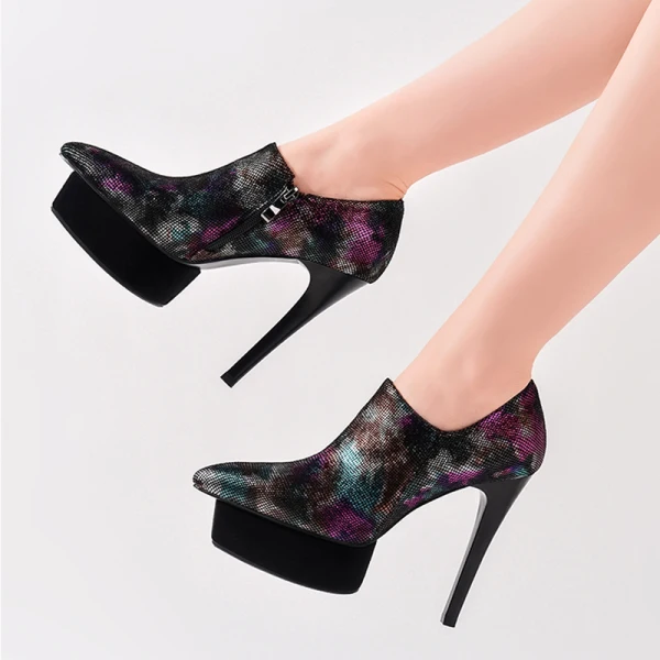 Unusual Multi-Colors Rave Club Pumps 2021 Leather 12 cm Stiletto Heels Pointed Toe High Heels