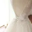 Chic / Belle Champagne Robe De Mariée 2018 Princesse Perlage Paillettes En Dentelle V-Cou Dos Nu Sans Manches Longue Mariage