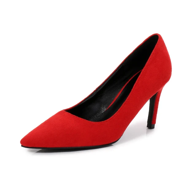 Elegant Pageant Suede Dark Green Pumps 2021 Leather High Heels 8 cm Stiletto Heels Pointed Toe Pumps
