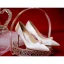Elegant Ivory Satin Pearl Wedding Shoes 2021 Ankle Strap High Heels 7 cm Stiletto Heels Pointed Toe Wedding Pumps