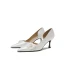 Elegant Ivory Open Side Satin Flower Wedding Shoes 2021 7 cm Stiletto Heels Pointed Toe Wedding High Heels