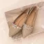Glittrande Guld Rhinestone Paljetter Platt Brudskor 2021 Spetsiga Bröllop Klackskor