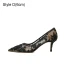Sexy Black Evening Party See-through Lace Flower Pumps 2021 8 cm Stiletto Heels High Heels Pointed Toe Pumps