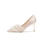 Elegant Champagne Pearl Wedding Shoes 2021 Satin High Heels 7 cm Stiletto Heels Pointed Toe Wedding Pumps