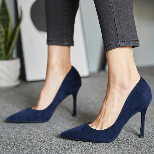 Modest / Simple Burgundy Office OL Suede Pumps 2021 10 cm Stiletto Heels Pointed Toe High Heels