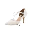 Elegant Ivory See-through Lace Flower Wedding Shoes 2021 Satin 8 cm Stiletto Heels Pointed Toe Wedding High Heels