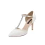 Charming Ivory Satin Wedding Shoes 2021 Rhinestone T-Strap 8 cm Stiletto Heels Pointed Toe Wedding High Heels