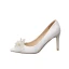 Scintillantes Blanche Perle Faux Diamant Paillettes Chaussure De Mariée 2021 Cuir 7 cm Talons Aiguilles Talons Hauts À Bout Pointu Mariage Escarpins