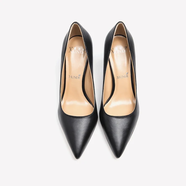 Simple Noire Bureau OL Cuir Escarpins 2021 10 cm Talons Aiguilles Talons Hauts À Bout Pointu Escarpins