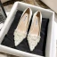 Elegant White Pearl Rhinestone Satin Wedding Shoes 2021 7 cm Thick Heels High Heels Pointed Toe Wedding Pumps