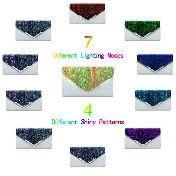 Eye-catching Illuminated Black LED Glitter Clutch Bags 2021 Christmas Rave Club Evening Party