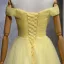 Schöne Gelb Ballkleider 2018 A Linie Pailletten Off Shoulder Rückenfreies Ärmellos Sweep / Pinsel Zug Festliche Kleider