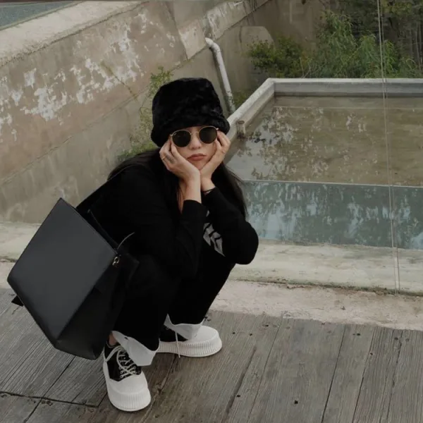 Fashion Modest / Simple Black Winter Casual Plush Canvas Platform Womens Shoes 2021 Round Toe