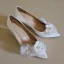 Elegant White Pearl Flower Wedding Shoes 2021 Leather 7 cm Stiletto Heels High Heels Pointed Toe Wedding Pumps