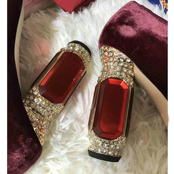 Charmant Vert Foncé Promo Faux Diamant Daim Sandales Femme 2021 Cuir 10 cm Pierres précieuses synthétiques Talons Épais T-Strap À Bout Rond Talons Hauts