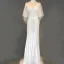 Luxe Ivoire Robe De Soirée 2018 Trompette / Sirène Perlage Perle Faux Diamant Paillettes Encolure Dégagée Dos Nu 3/4 Manches Train De Balayage Robe De Ceremonie