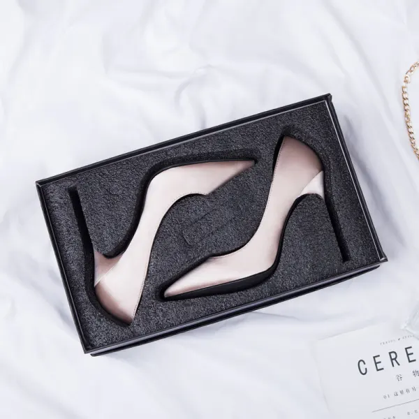 Chic / Beautiful Nude Office OL Pumps 2021 Leather 10 cm Stiletto Heels Pointed Toe High Heels Pumps