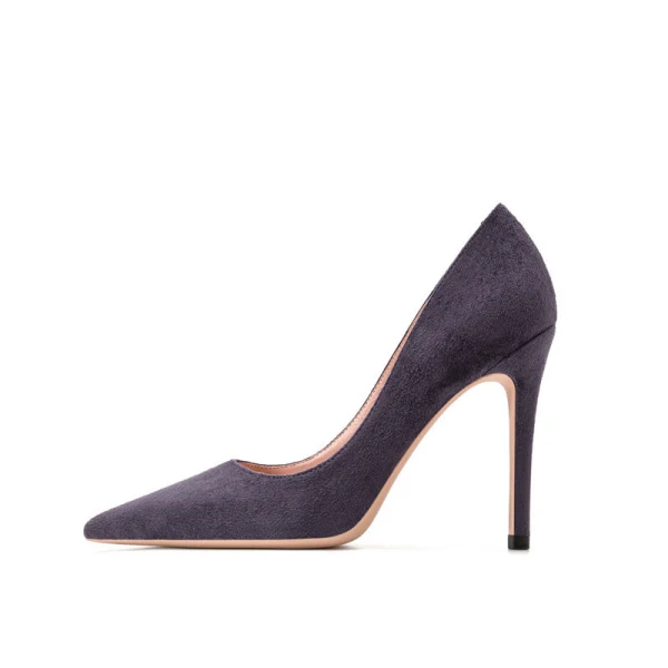 Schöne Burgunderrot Abend Leder Wildleder Pumps 2021 10 cm Stilettos Hochhackige Spitzschuh Pumps