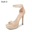Sexy Noire Cocktail Sandales Femme 2021 Bride Cheville Imperméables 12 cm Talons Aiguilles Peep Toes / Bout Ouvert Talons Hauts