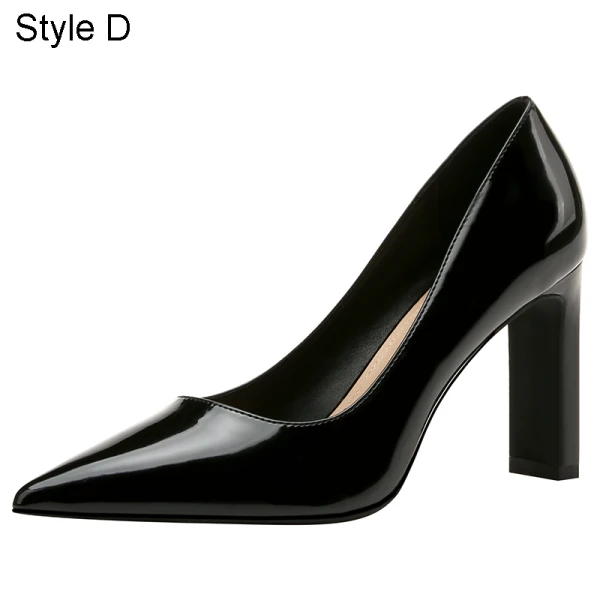 Mode Burgunderrot Leder Strassenmode Pumps 2021 Lackleder 7 cm Thick Heels Spitzschuh Hochhackige