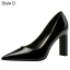 Mode Burgunderrot Leder Strassenmode Pumps 2021 Lackleder 7 cm Thick Heels Spitzschuh Hochhackige