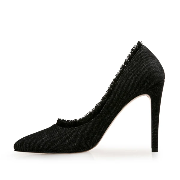 Fashion Pool Blue Street Wear Canvas Pumps High Heels 2021 10 cm Stiletto Heels Pointed Toe Pumps