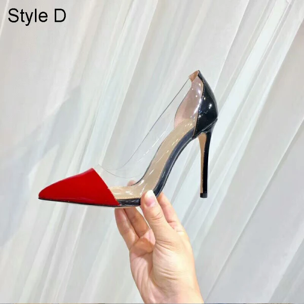Schöne Transparent Rot Cocktail Pumps 2021 8 cm Stilettos Hochhackige Spitzschuh Pumps