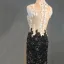 Luxury / Gorgeous Black Evening Dresses  2018 Trumpet / Mermaid Appliques Lace Beading Crystal Rhinestone Scoop Neck Sleeveless Floor-Length / Long Formal Dresses