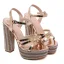 Sexy Champagne Soirée Faux Diamant Sandales Femme 2021 Bride Cheville 14 cm Talons Épais Talons Hauts Peep Toes / Bout Ouvert Sandales