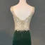 Chic / Beautiful Dark Green Evening Dresses  2018 Trumpet / Mermaid Handmade  Beading Crystal Rhinestone V-Neck Backless Sleeveless Floor-Length / Long Formal Dresses