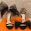 Sexy Noire Promo Noeud Sandales Femme 2021 Bride Cheville 10 cm Talons Aiguilles Talons Hauts Peep Toes / Bout Ouvert Sandales
