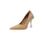 Fashion Beige Cocktail Party Pumps 2021 Leather Crystal 8 cm Stiletto Heels High Heels Pointed Toe Pumps