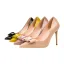 Schöne Gelb Büro OL Schleife Lackleder Pumps 2021 10 cm Stilettos Hochhackige Spitzschuh Pumps