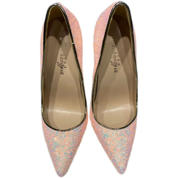 Sparkly Candy Pink Evening Party Sequins Pumps 2021 12 cm Stiletto Heels Pointed Toe High Heels Pumps