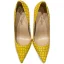 Chic / Beautiful Yellow Cocktail Party Snakeskin Print Pumps 2021 12 cm Stiletto Heels Pointed Toe Pumps High Heels