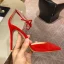 Sexy Red Cocktail Party Womens Sandals 2021 Rhinestone Ankle Strap 10 cm Stiletto Heels Pointed Toe Sandals High Heels