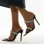 Sexy Noire Cocktail Faux Diamant Sandales Femme 2021 12 cm Talons Aiguilles Peep Toes / Bout Ouvert Talons Hauts Sandales