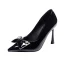 Chic / Beautiful Black Prom Patent Leather Bow Pumps 2021 9 cm Stiletto Heels Pointed Toe Pumps High Heels