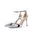 Sexy Champagne Evening Party Patent Leather Womens Sandals 2021 Ankle Strap 10 cm Stiletto Heels Pointed Toe Sandals High Heels