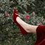 Elegant Red Pearl Suede Wedding Shoes 2021 7 cm Stiletto Heels Pointed Toe Wedding Pumps High Heels