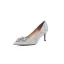 Charmant Argenté Faux Diamant Chaussure De Mariée 2021 7 cm Talons Aiguilles À Bout Pointu Mariage Escarpins Talons Hauts