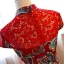 Chinese style Red Evening Dresses  2018 Trumpet / Mermaid Lace Embroidered Sequins Flower High Neck Short Sleeve Floor-Length / Long Formal Dresses