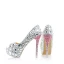 Scintillantes Argenté Faux Diamant Chaussure De Mariée 2021 14 cm Talons Aiguilles Peep Toes / Bout Ouvert Mariage Talons Hauts