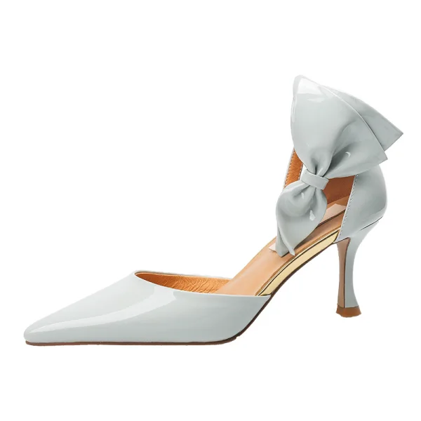 Fashion White Cocktail Party Womens Sandals 2021 Bow Ankle Strap 6 cm Stiletto Heels Pointed Toe Sandals High Heels