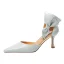 Fashion White Cocktail Party Womens Sandals 2021 Bow Ankle Strap 6 cm Stiletto Heels Pointed Toe Sandals High Heels