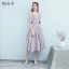 Simple Gris Robe Demoiselle D'honneur 2018 Princesse Sans Manches Dos Nu Thé Longueur Robe Pour Mariage