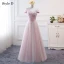 Chic / Beautiful Blushing Pink Bridesmaid Dresses 2018 A-Line / Princess Appliques Bow Lace Backless Floor-Length / Long Wedding Party Dresses