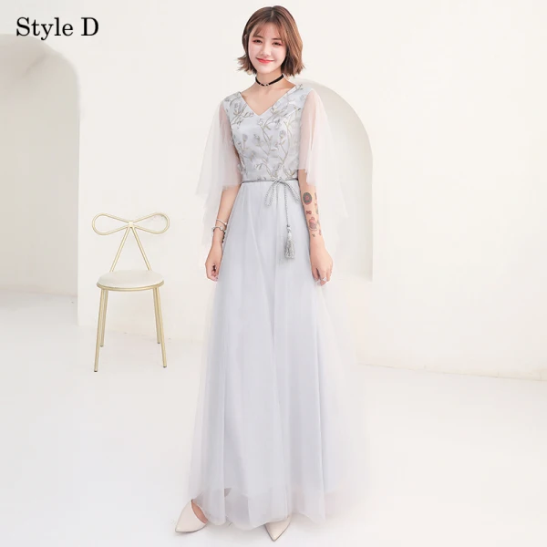 Abordable Gris Robe Demoiselle D'honneur 2018 Princesse En Dentelle Noeud Dos Nu Longueur Cheville Robe Pour Mariage