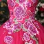 Traditionnel Fushia Robe De Bal 2018 Robe Boule Cristal Perle Brodé Col Haut Dos Nu Manches Longues Train De Balayage Robe De Ceremonie